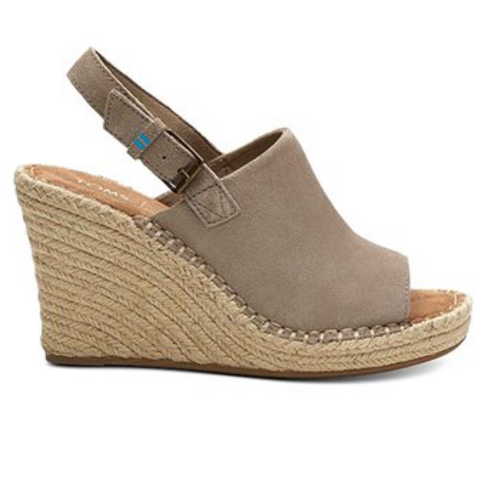 TOMS Taupe Monica Suede Espadrille Wedge